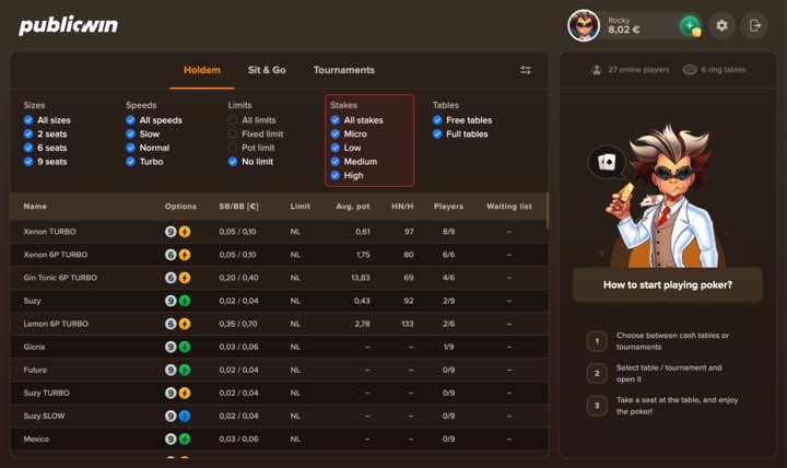 PublicWin poker bets