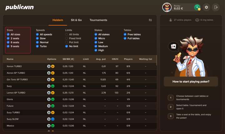 PublicWin poker players