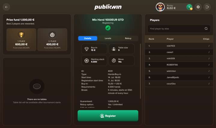 PublicWin poker tournaments